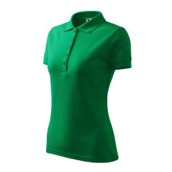 Дамска тениска с яка, зелено грийн кели